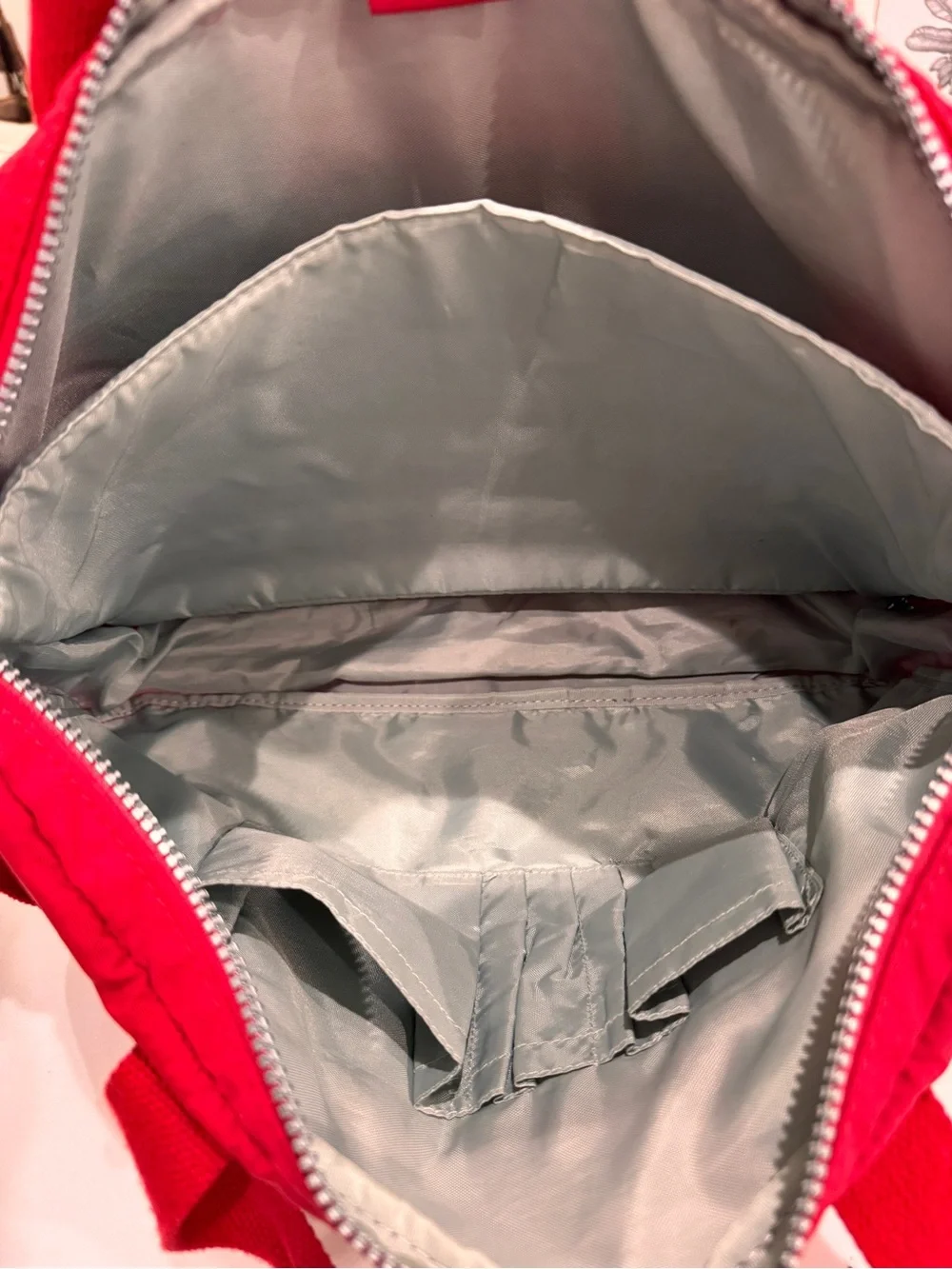 Kipling Red Nylon Pouch with Black Logo Pull